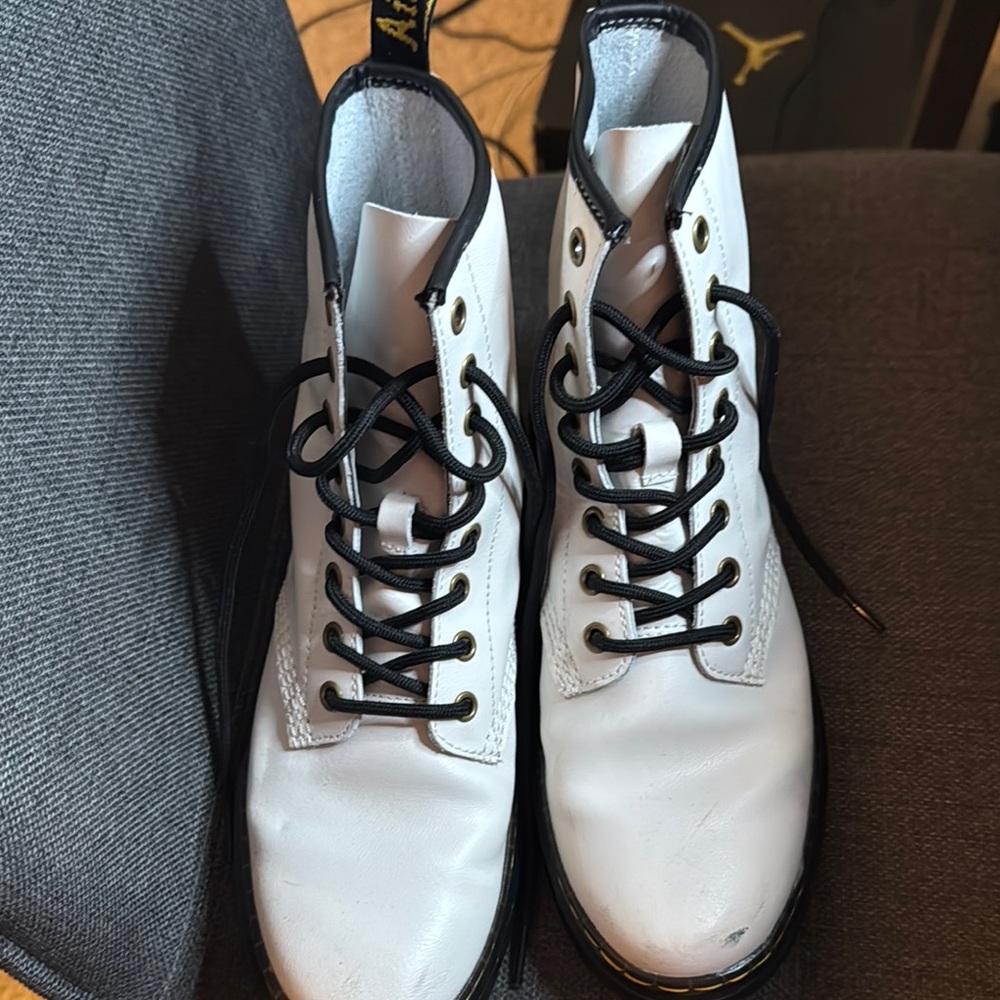 Dr. Martens White and Black Combat Boots